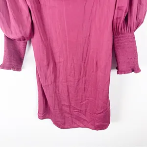 ALTAR’D STATE Satin Blousin Back Lace Tie Long Sleeves Dress Medium Milkmaid thumbnail 8