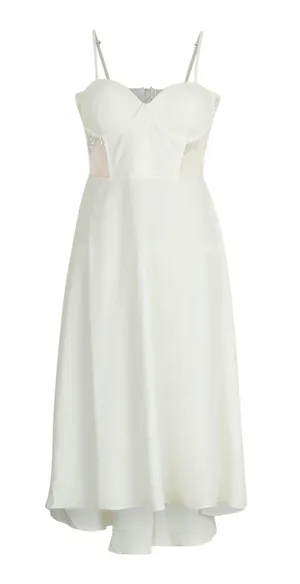 Boohoo NWT Occasion White CONTRAST LACE CORSET MIDI DRESS thumbnail 3