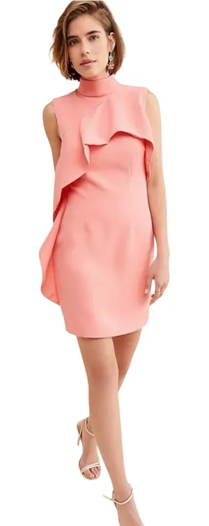 Keepsake The Label Coral Pink Sleeveless Ruffle Open Back Mini Dress 6 Medium thumbnail 1