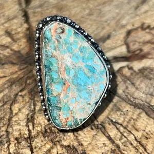 Blue Sea Sediment Jasper Emperor Ring 7 1/4 thumbnail 3