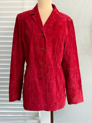 Vintage Pursuits Ltd Red Suede Leather Jacket Blazer Size Large thumbnail 1