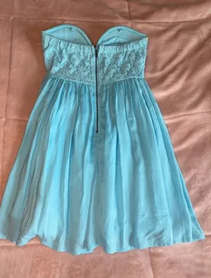 Sabo Skirt Blue Strapless Lace Summer Dress thumbnail 3