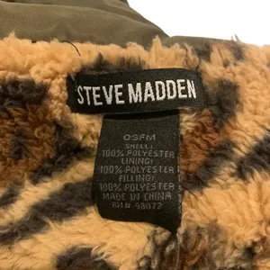 Steve Madden Reversible Puffer‎ Scarf Womens OS Olive Leopard Faux Fur Mob Wife thumbnail 9