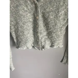 Vintage Cottage Dainty Cropped Cardigan Sweater Light Blue Ribbon Small Y2K USA thumbnail 11