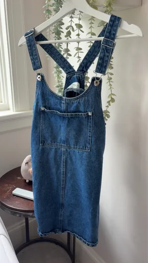 ZARA RE Generation blue denim overalls in size S thumbnail 1