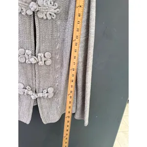 Coldwater Creek Oatmeal Taupe Frog Closure Cardigan Sweater Metallic Knit Medium thumbnail 8