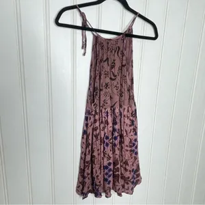 FREE PEOPLE Sleeveless Keyhole Boho Mauve Floral Babydoll Swing Slip Dress 882 thumbnail 9