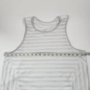 Lululemon White Mesh Cropped Running Striped Tank Top Shirt Size L? READ DESCRIP thumbnail 5