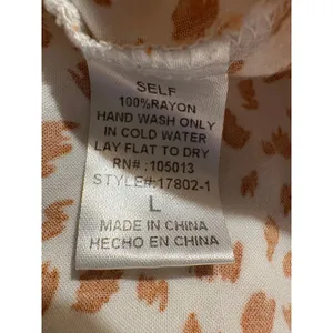 Savanna Jane Tunic Blouse Orange White Embroidered Floral Animal Print Large thumbnail 7