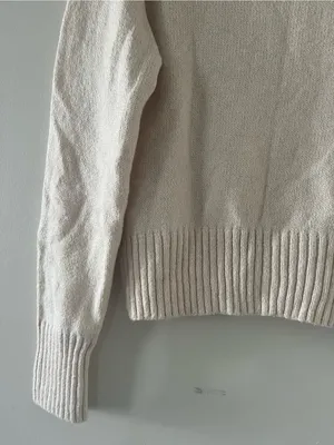 American Eagle Ivory Cream Roll Neck Knit Sweater Medium Neutral Capsule Preppy thumbnail 3