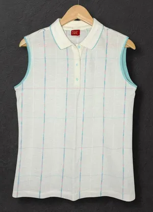 80s Vintage TAIL Womens White Sleeveless Striped Top sz M USA Resort Golf Preppy thumbnail 1