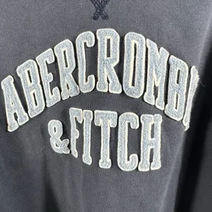Y2K Abercrombie & Fitch Sweatshirt Women M Blue Lived In 3D Spellout Patch 90's thumbnail 3