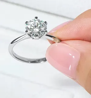 2 Carat‎ Platinum Solitaire Simulated Diamond Engagement Wedding Ring, Size 10 thumbnail 1