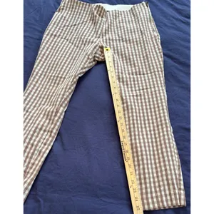 A New Day Womens Brown Gingham Check Side Zip Ankle Pants Size 16 thumbnail 2