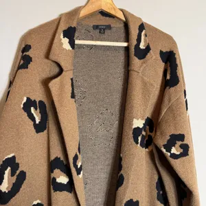 J. Crew Ella Leopard Open-Front Long Sweater-Blazer Women's Medium Brown Wool thumbnail 7