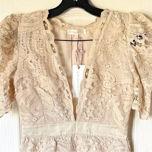 LoveShackFancy Daniela‎ Lace Mini Dress Dolce Cream Size 0 NWT thumbnail 5