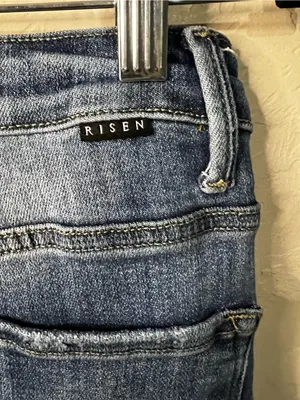 Risen High Rise Distressed Raw Hem Long Inseam Straight Leg Denim Jeans thumbnail 10