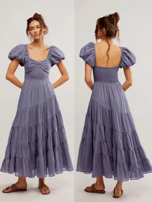Free People Dainty Ethereal Sundrenched Short Sleeve Maxi Size Medium Plum Dust thumbnail 2