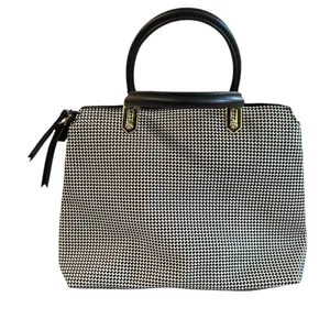 Gianni Bini Black & White Geometric Dot Structured Satchel with Gold‎ Hardware thumbnail 1