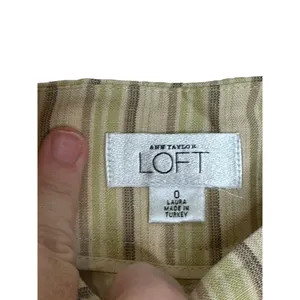 Loft Ann Taylor Women's Pants Striped Flared Leg Mid-Rise ‎ Linen Blend Size 0 thumbnail 5