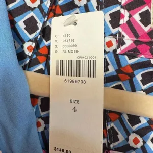 Maeve Anthropologie Buckley Button Front Mini Dress Blue Motif NWT 4 thumbnail 7