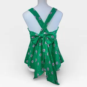 Entro Green Floral Babydoll Top with Bow Tie Spring Open Back Detail MEDIUM thumbnail 2