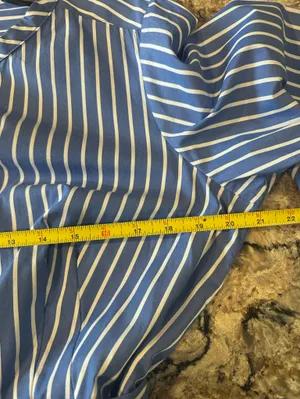 Free Assembly Blue Stripe Pleated Cotton Midi Shirtdress Long Sleeves Sz 12-14 thumbnail 7