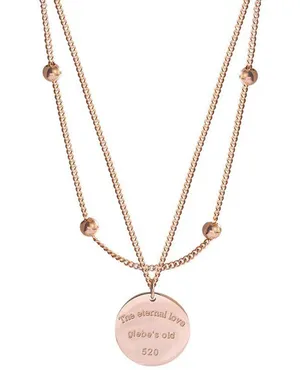 14K Rose Gold Plated Layered Pendant Necklace for Women thumbnail 2