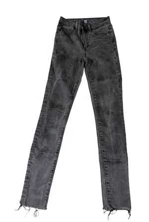 Gap Denim 24R True Skinny‎ Black Stretch Jeans Raw Hem 28" Inseam Mid-High Rise thumbnail 1
