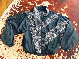 basic Rituals Women's Windbreaker Jacket Full Zip tooled leather pattern S 90s thumbnail 1