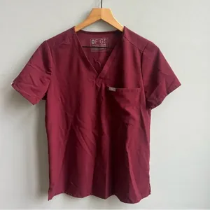 FIGS Catarina One-Pocket Scrub Top Burgundy Size Small thumbnail 3