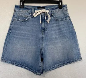 NWT Free Assembly Women's Denim Shorts Twill Tie 6" Inseam Light Wash Size 2 thumbnail 2