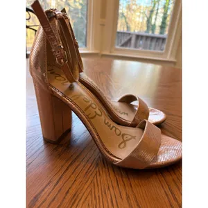 Sam Edelman Yaro Ankle Strap Block Heel Sandals Rose Gold‎ Metallic Size 9 thumbnail 5