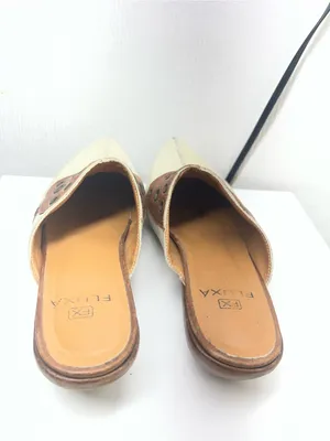 Lux Two-Tone Cream and Brown Leather Slip-On Mules color light mint thumbnail 4