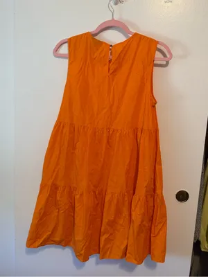 Who What Wear Orange Sleeveless Tiered Dress thumbnail 4