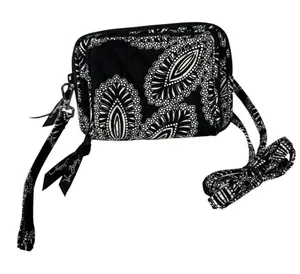Vera Bradley Black Bianca Bouquet Crossbody Wallet thumbnail 1
