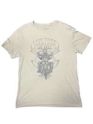 Lucky Brand Live Free Die Free Biker Graphic Tee Vintage Fade M Unisex thumbnail 3