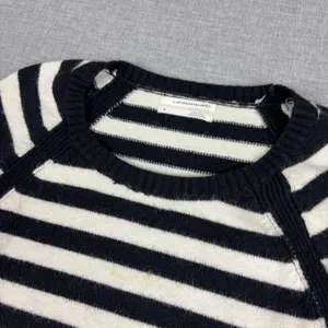 Anthropologie Sweater Womens M Black Striped Crew Neck Raglan Lightweight thumbnail 2