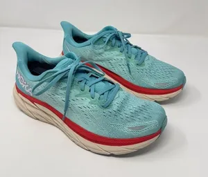 Hoka One One Womens Shoes Blue Red Clifton 8 Athletic Running Sneakers US 11 B thumbnail 1