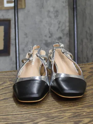 Berness Womens Slingback Pump Block Heels Silver Metallic Gray 6M thumbnail 3