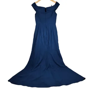 After‎ Six 6872 Off Shoulder Maxi Dress Atlantic Blue Size 4R Bridesmaid Gown thumbnail 4
