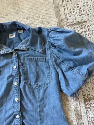 Levi's Blue Puff Sleeve Denim Button-Down Shirt thumbnail 5