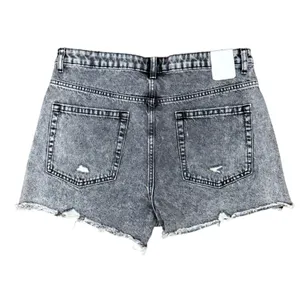ZARA Women's Acid Wash Distressed Denim High Waist Shorts Frayed Hem Size 12‎ thumbnail 3