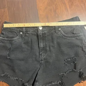 Aerie black denim distressed shorts size medium thumbnail 5