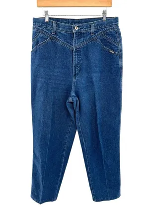 Vintage Rocky Mountain Jeans Women's 15/16 Mom 34X28 Bareback Blue Denim Western thumbnail 1