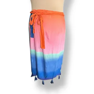 Farm Rio Toucan Sarong Wrap Midi Skirt Tassel Trim Tropical Resort Beach Coverup thumbnail 3