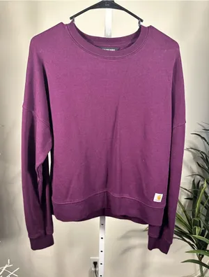 N265. Carhartt Crewneck Sweatshirt - Women's small Plum Color. Fits up to large thumbnail 1