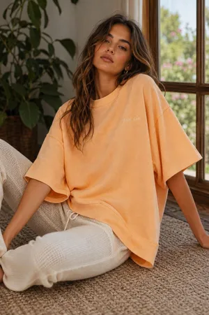 Intimately Free People‎ Cozy Cool Girl Sleep Knit Creamsicle Oversized Top thumbnail 1