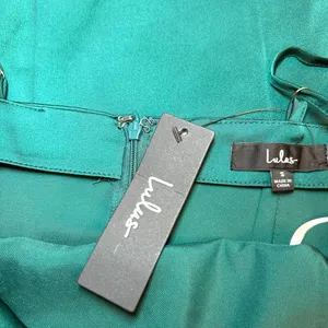 NWT - Lulus Bonafide Babe Emerald Satin Sleeveless Ruched Midi Dress!- Size S thumbnail 6