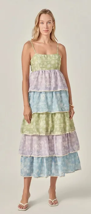 English Factory Floral Print Maxi Tiered Dress thumbnail 1